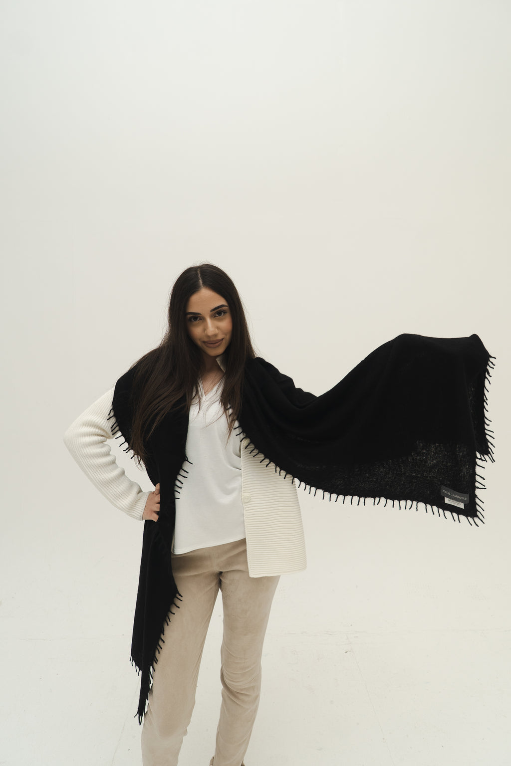 KASCHMIR SCHAL - BLACK