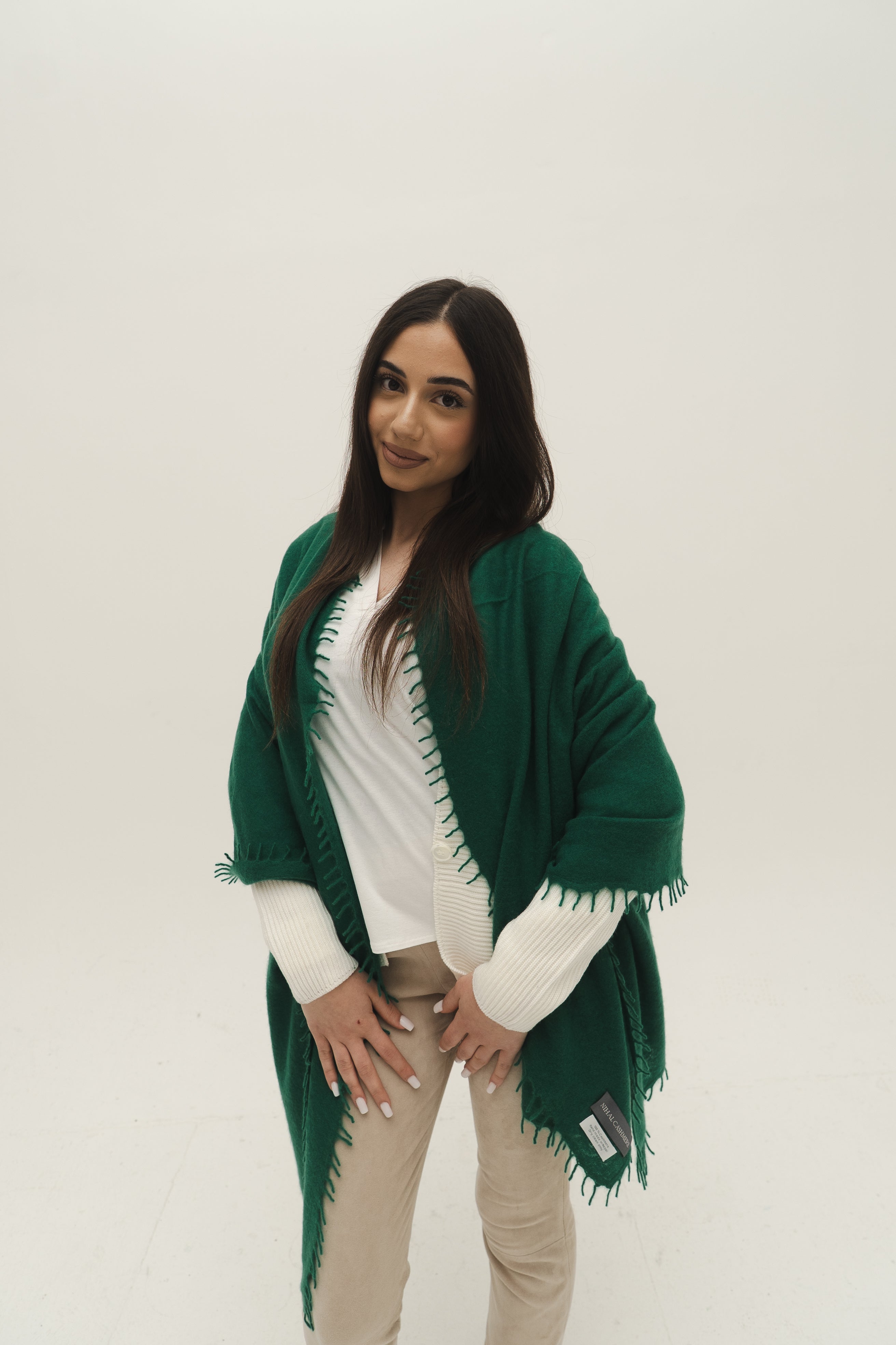 KASCHMIR SCHAL - MEDIUM GREEN